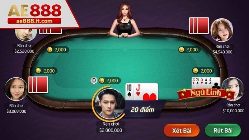 Tiến hành quá trình chơi bài, rút bài hoặc thêm cược