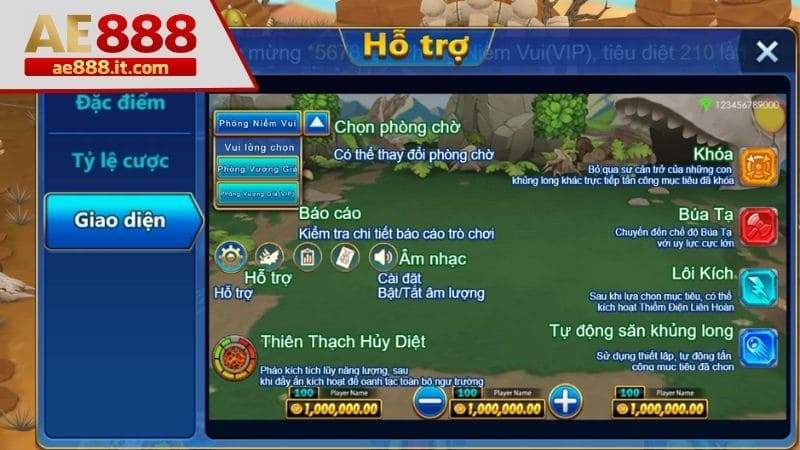 Các tính năng hỗ trợ săn khủng long