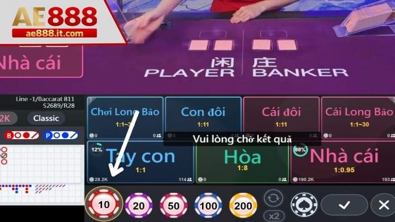 Chọn số tiền đặt cược