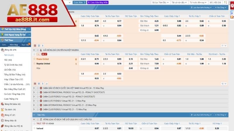 Saba Sports là sảnh game top 1 lĩnh vực thể thao